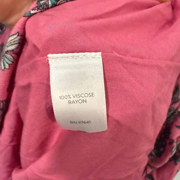 J. Jill Women's Lotus Floral Maxi Dress Pink Teal Print Tank Flowy Loose 4X - Picture 4 of 9